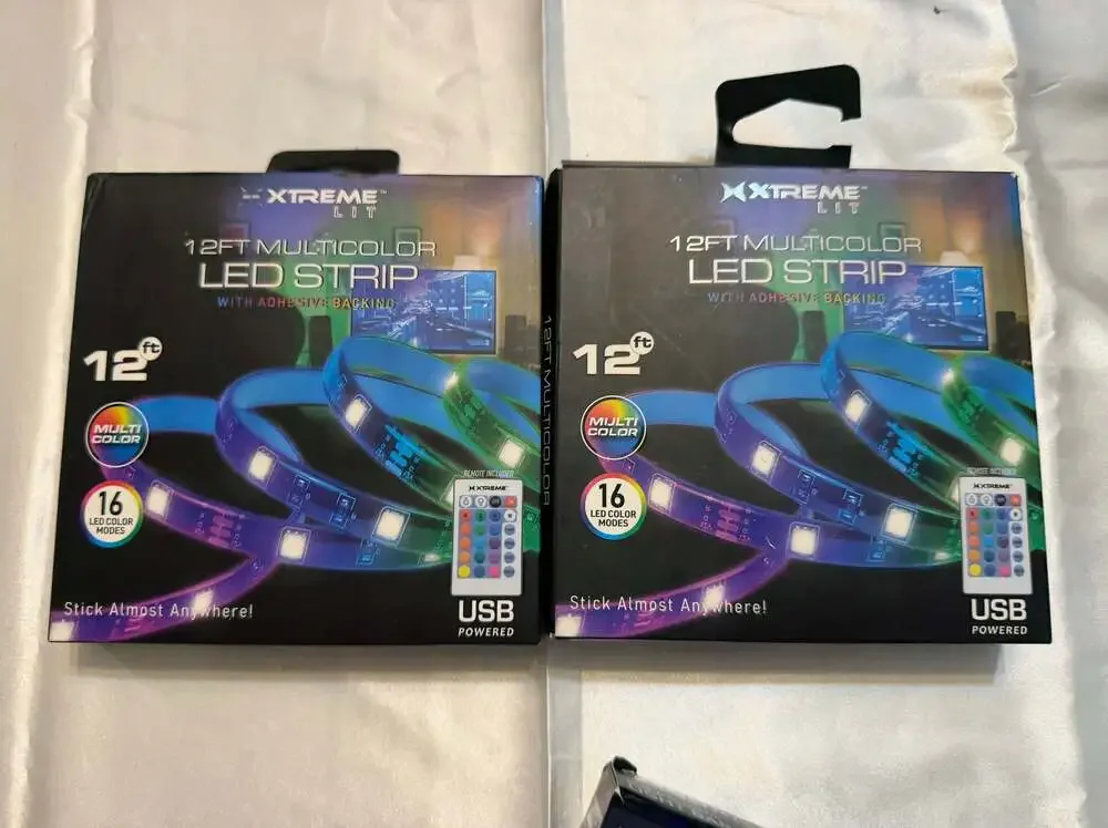 Lot of 2 Xtreme Lit 12FT Multicolor LED Strip with Adhesive Backing and Remote